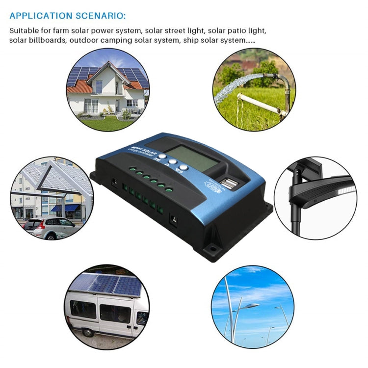 YCX-003 30-100A Solar Charging Controller with LED Screen & Dual USB Port Smart MPPT Charger, Model: 12/24V 100A - Others by PMC TechLife | Online Shopping South Africa | PMC TechLife