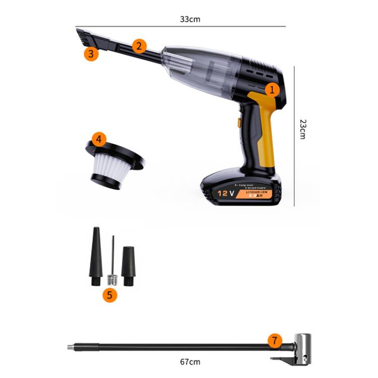 SUITU ST-6637 Wired 5 In 1 60W  Double Motor Car Vacuum Cleaner With Blowing Air Pump Pressure Measuring Lighting Function - free shipping - PMC TechLife - Order now!
