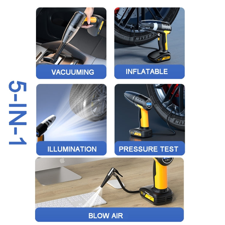 SUITU ST-6637  Wireless+Toolbox 5 In 1 60W  Double Motor Car Vacuum Cleaner With Blowing Air Pump Pressure Measuring Lighting Function - free shipping - PMC TechLife - Order now!