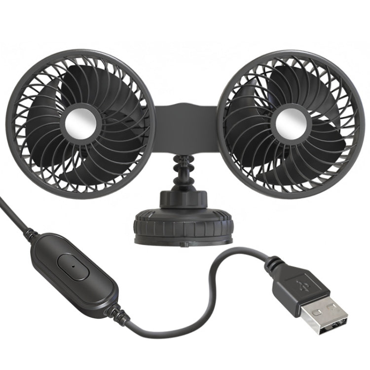 F6026 Large Suction Cup Vehicle-Mounted Double-Head Fan, Model: USB - Heating & Fans by PMC TechLife | Online Shopping South Africa | PMC TechLife
