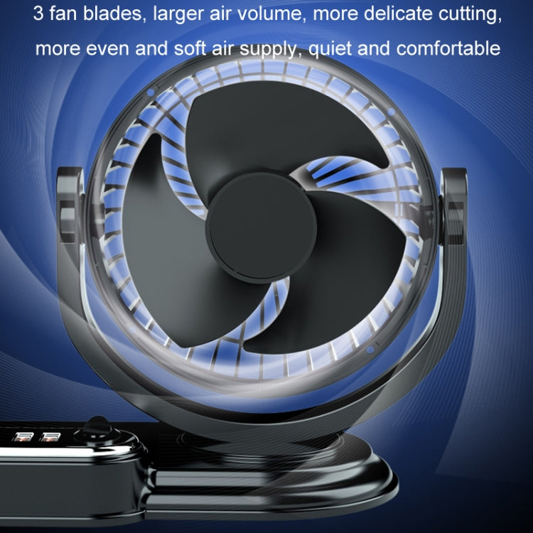 F621U Car Rotatable Turntable Silent Car Double Head Fan, Model: High Allocation USB - Heating & Fans by PMC TechLife | Online Shopping South Africa | PMC TechLife | Buy Now Pay Later Mobicred