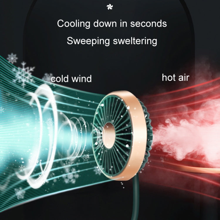 F304 Double-head Hose Built-in Lithium Battery USB Car Fan, Color: Green Gold - Heating & Fans by PMC TechLife | Online Shopping South Africa | PMC TechLife | Buy Now Pay Later Mobicred