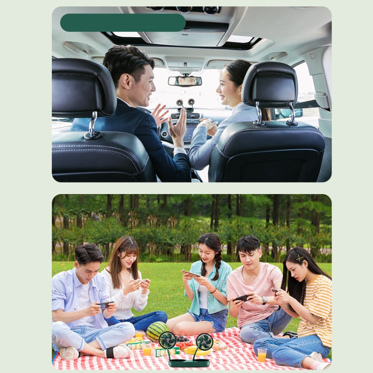 F304 Double-head Hose Built-in Lithium Battery USB Car Fan, Color: Green Gold - Heating & Fans by PMC TechLife | Online Shopping South Africa | PMC TechLife | Buy Now Pay Later Mobicred