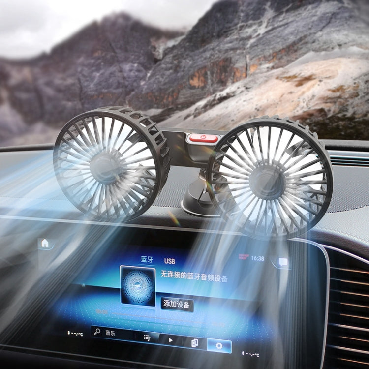 F4206 Suction Cup Double Head Car USB Fan(Black) - Heating & Fans by PMC TechLife | Online Shopping South Africa | PMC TechLife | Buy Now Pay Later Mobicred