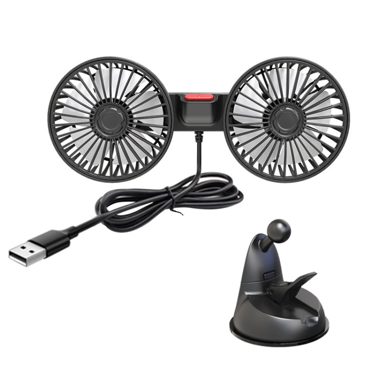 F4206 Suction Cup Double Head Car USB Fan(Black) - Heating & Fans by PMC TechLife | Online Shopping South Africa | PMC TechLife | Buy Now Pay Later Mobicred