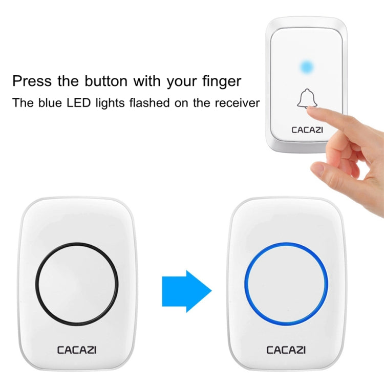 CACAZI A06-DC 1 to 2 Battery Smart Home Wireless Waterproof Doorbell(White) - Wireless Doorbell by CACAZI | Online Shopping South Africa | PMC TechLife | Buy Now Pay Later Mobicred