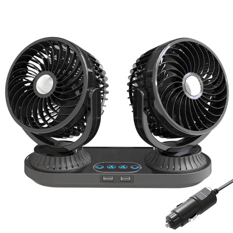 F623U 12V/24V Vehicle Electric Oscillating Head Rotatable Double Head Fan (Deluxe) - free shipping - PMC TechLife - Order now!