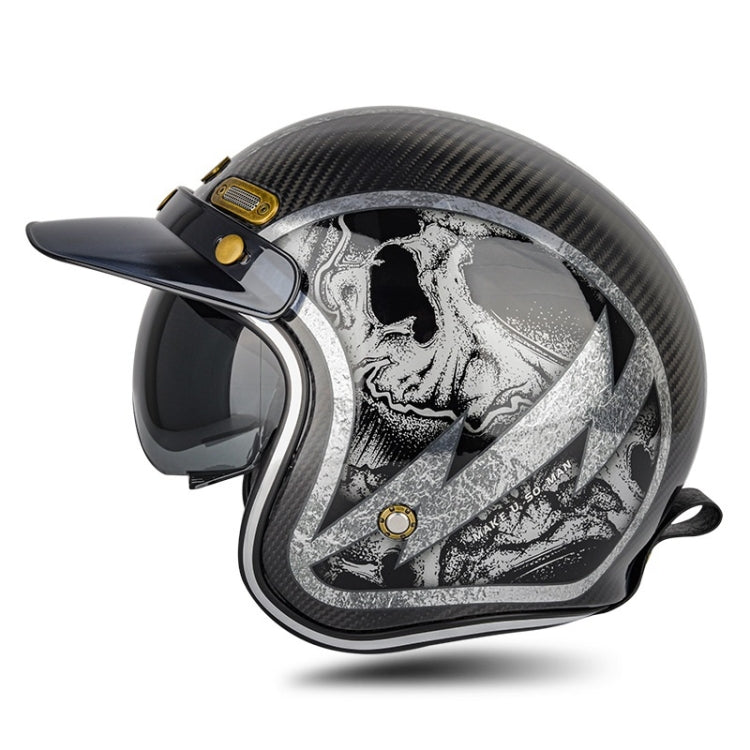 SOMAN Motorcycle Four Seasons Carbon Fiber Half Helmet, Color: Carbon Fiber Silver Lightning(L) - free shipping - PMC TechLife - Order now!