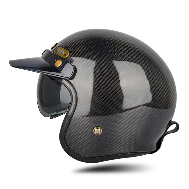 SOMAN Motorcycle Four Seasons Carbon Fiber Half Helmet, Color: Bright Carbon Fiber(M) - free shipping - PMC TechLife - Order now!