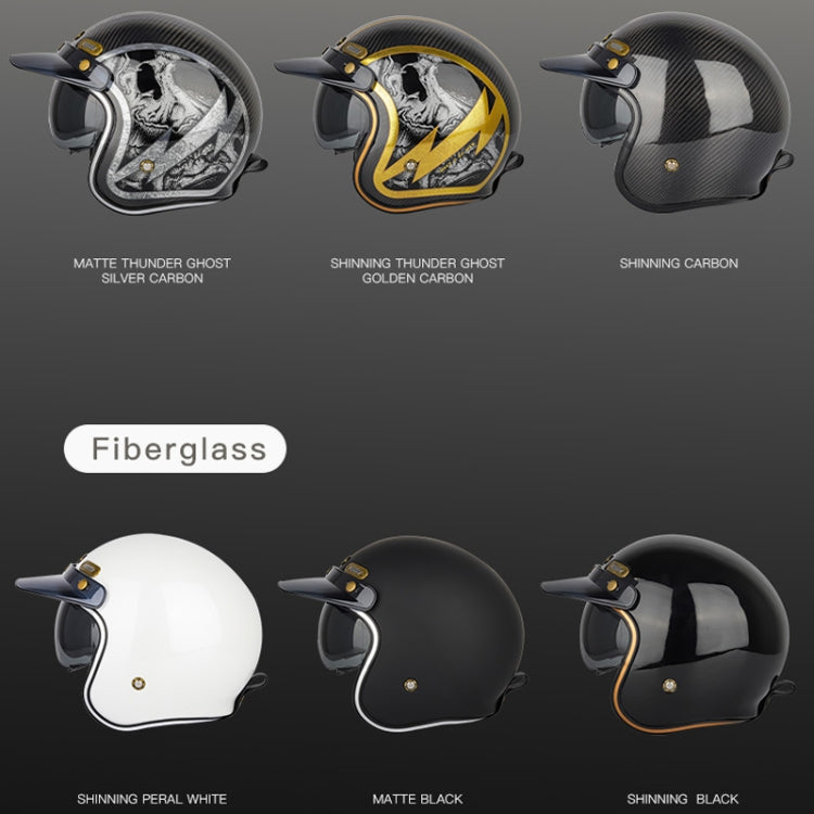 SOMAN Motorcycle Four Seasons Carbon Fiber Half Helmet, Color: Carbon Fiber Gold Lightning(XL) - Helmets by SOMAN | Online Shopping South Africa | PMC TechLife | Buy Now Pay Later Mobicred