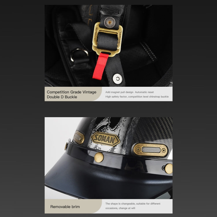 SOMAN Motorcycle Four Seasons Carbon Fiber Half Helmet, Color: Carbon Fiber Silver Lightning(XXL) - free shipping - PMC TechLife - Order now!