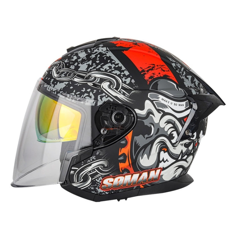 SOMAN Motorcycle Electric Bicycle Dual Lens Riding Helmet, Size: XXL(Matte Black Red) - free shipping - PMC TechLife - Order now!
