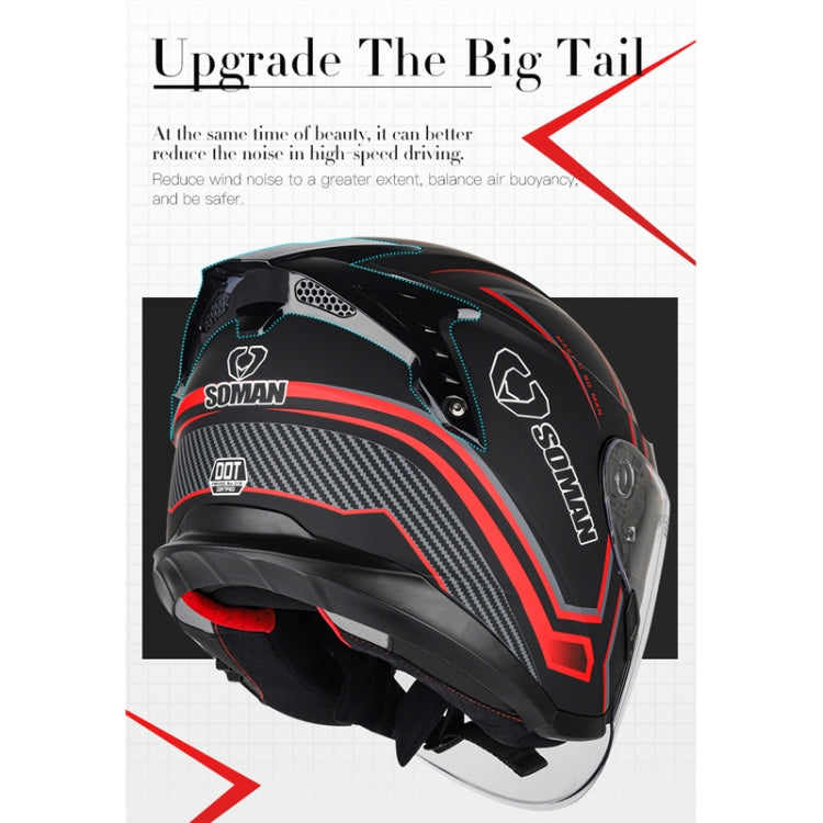 SOMAN Motorcycle Electric Bicycle Dual Lens Riding Helmet, Size: XL(Black Silver) - free shipping - PMC TechLife - Order now!