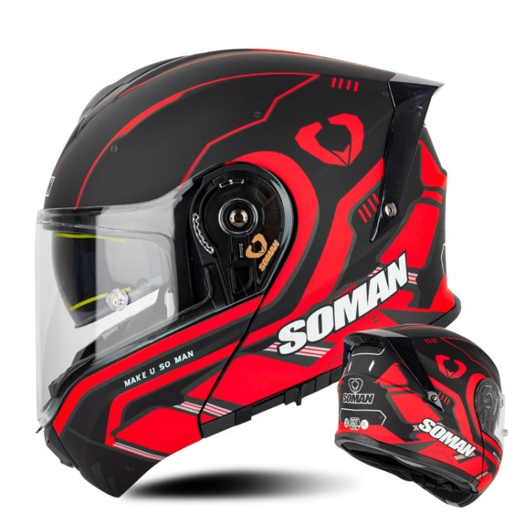 SOMAN Racing Motorcycle Double Lens Riding Safety Helmet, Size: XXL(Prince Charle Red) - free shipping - PMC TechLife - Order now!