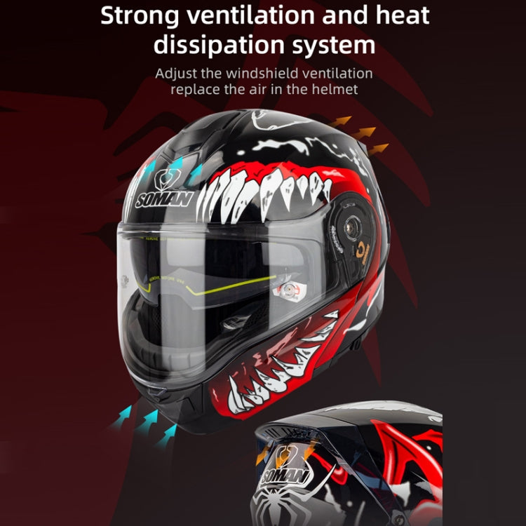 SOMAN Racing Motorcycle Double Lens Riding Safety Helmet, Size: L(Bright Black) - free shipping - PMC TechLife - Order now!