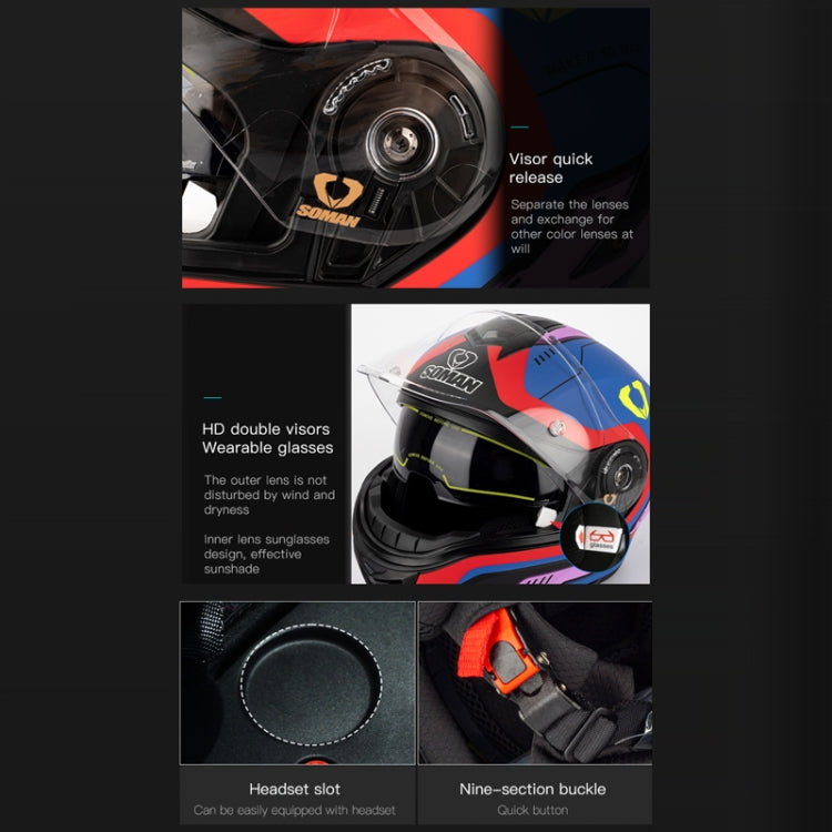 SOMAN Racing Motorcycle Double Lens Riding Safety Helmet, Size: XXL(Mobile Suit) - free shipping - PMC TechLife - Order now!