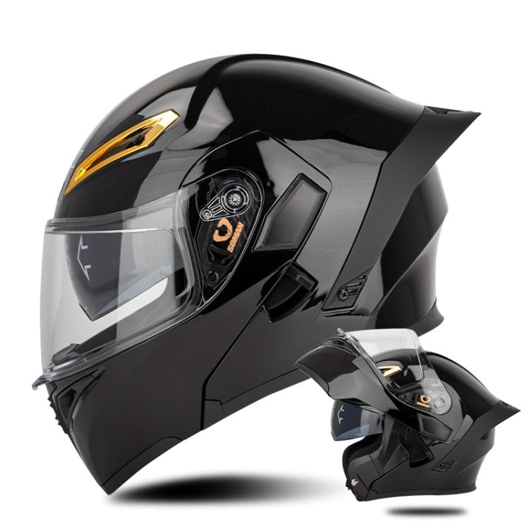SOMAN Motorcycle Dual Lens Riding Peel-Off Full Coverage Helmet, Size: XL(Bright Black) - free shipping - PMC TechLife - Order now!