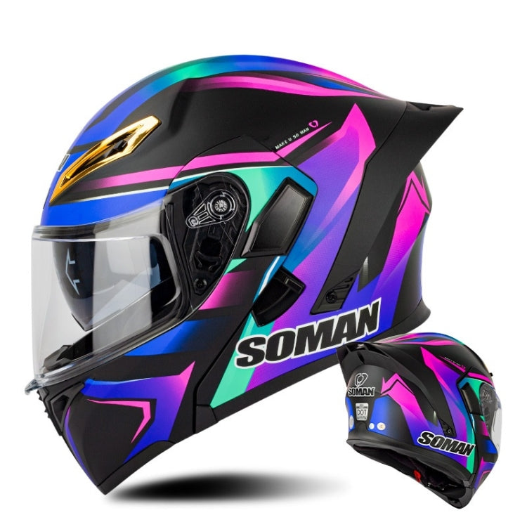 SOMAN Motorcycle Dual Lens Riding Peel-Off Full Coverage Helmet, Size: XXL(Sapphire Vision) - free shipping - PMC TechLife - Order now!