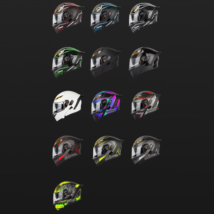 SOMAN Motorcycle Dual Lens Riding Peel-Off Full Coverage Helmet, Size: M(Matt Black Red) - free shipping - PMC TechLife - Order now!