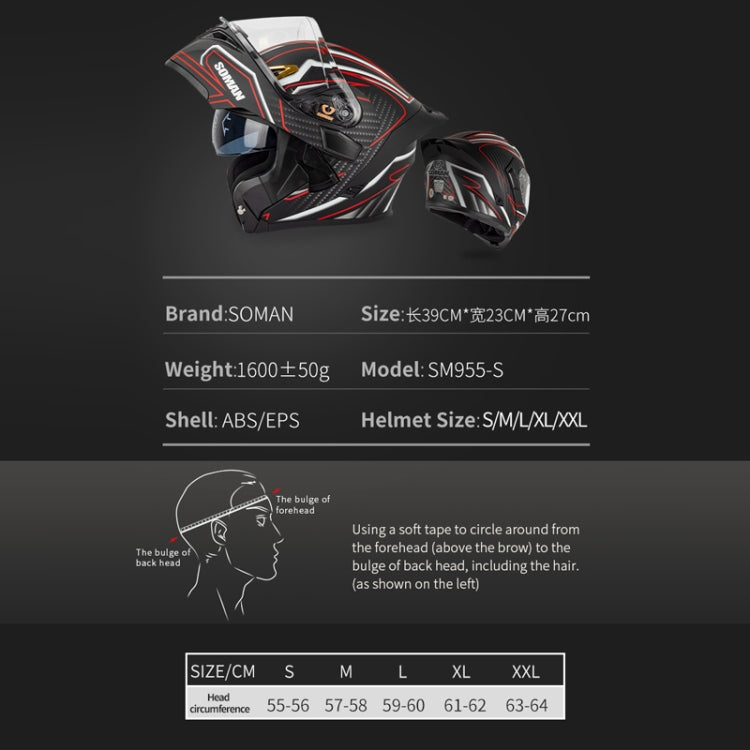 SOMAN Motorcycle Dual Lens Riding Peel-Off Full Coverage Helmet, Size: M(Pearl White) - Helmets by SOMAN | Online Shopping South Africa | PMC TechLife | Buy Now Pay Later Mobicred