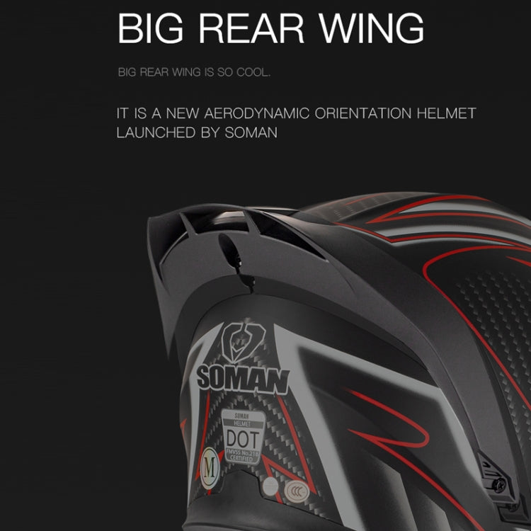 SOMAN Motorcycle Dual Lens Riding Peel-Off Full Coverage Helmet, Size: L(Bright Black) - free shipping - PMC TechLife - Order now!