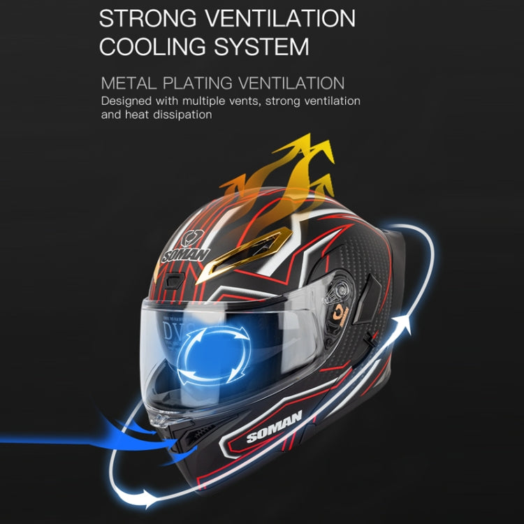 SOMAN Motorcycle Dual Lens Riding Peel-Off Full Coverage Helmet, Size: S(Matt Black Red) - Helmets by SOMAN | Online Shopping South Africa | PMC TechLife | Buy Now Pay Later Mobicred