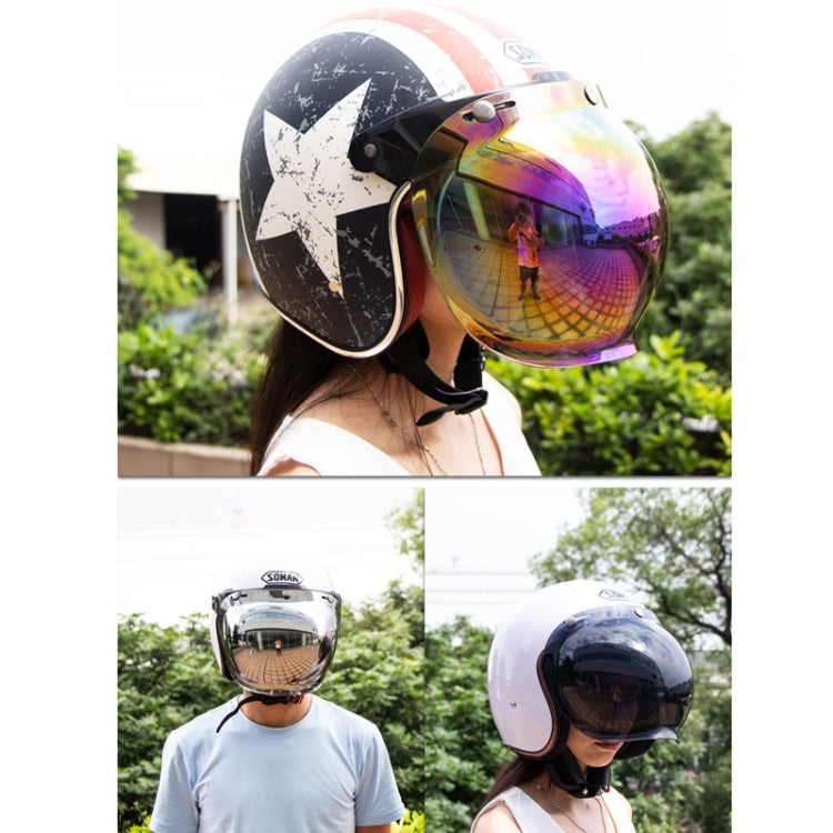 Motorcycle Helmet Three-Button Windproof Lens With Bracket(Dark Tea) - Helmets by PMC TechLife | Online Shopping South Africa | PMC TechLife | Buy Now Pay Later Mobicred