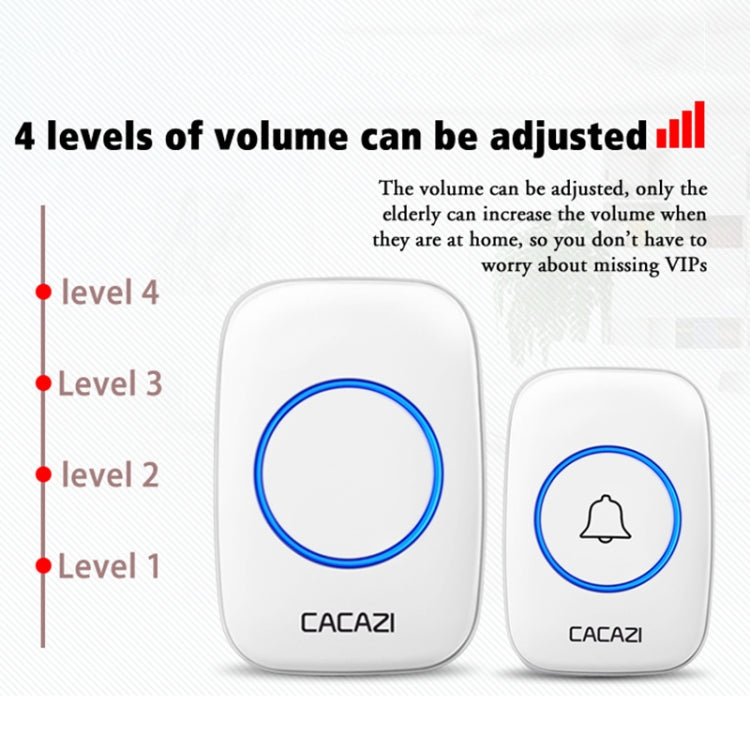 CACAZI A10DC 1 To 2 Battery Type Home Smart Waterproof Electronic Wireless Doorbell(Black) - Wireless Doorbell by CACAZI | Online Shopping South Africa | PMC TechLife | Buy Now Pay Later Mobicred