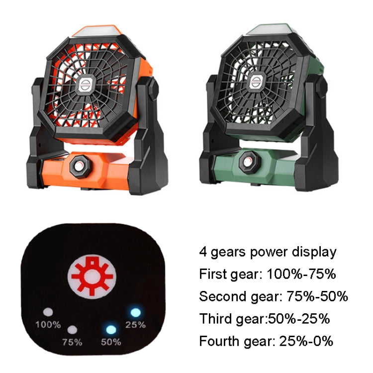 Outdoor Infinitely Variable Speed Portable Large Wind Charging Camping Lighting Fan(Black Orange) - Electric Fans by PMC TechLife | Online Shopping South Africa | PMC TechLife | Buy Now Pay Later Mobicred