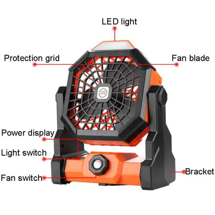 Outdoor Infinitely Variable Speed Portable Large Wind Charging Camping Lighting Fan(Black Orange) - Electric Fans by PMC TechLife | Online Shopping South Africa | PMC TechLife | Buy Now Pay Later Mobicred