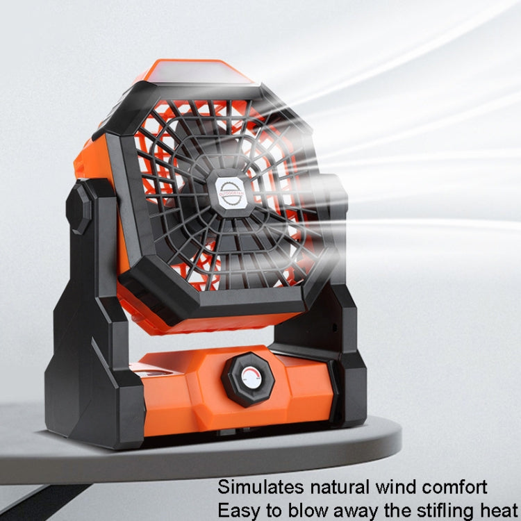 Outdoor Infinitely Variable Speed Portable Large Wind Charging Camping Lighting Fan(Black Orange) - Electric Fans by PMC TechLife | Online Shopping South Africa | PMC TechLife | Buy Now Pay Later Mobicred