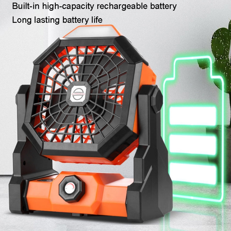 Outdoor Infinitely Variable Speed Portable Large Wind Charging Camping Lighting Fan(Black Orange) - Electric Fans by PMC TechLife | Online Shopping South Africa | PMC TechLife | Buy Now Pay Later Mobicred