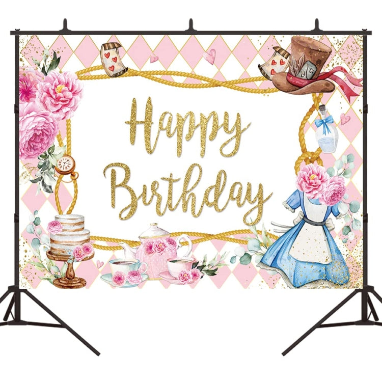 210 x 150cm Pink Flowers Cake Cartoon Birthday Background Cloth Birthday Decoration Banner Hanging Flags - Birthday Party by PMC TechLife | Online Shopping South Africa | PMC TechLife