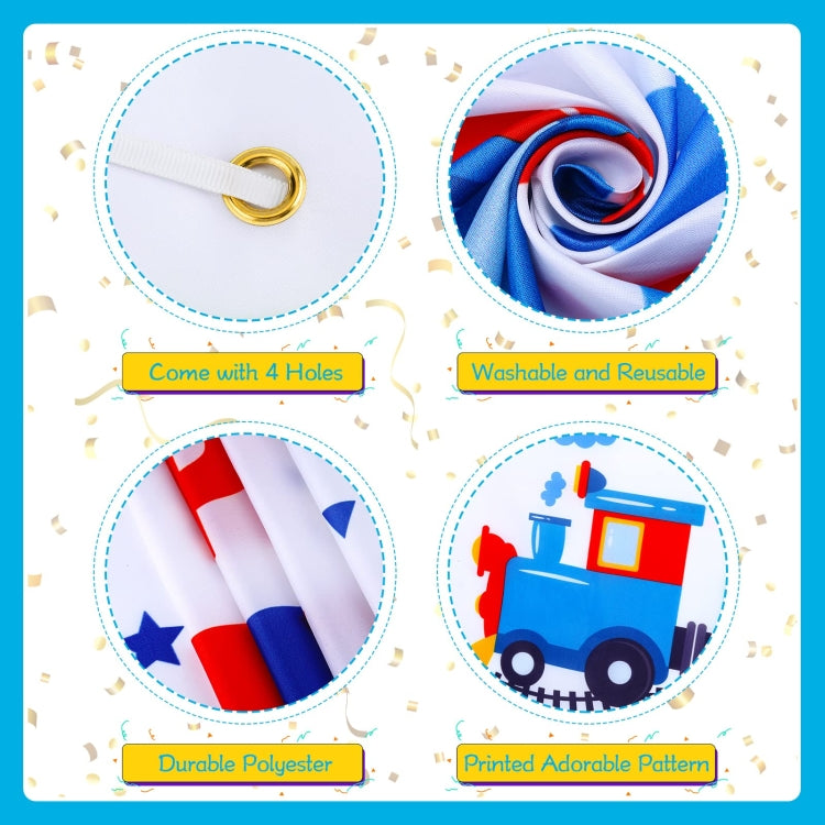 180x180cm Train Cartoon Children Birthday Background Cloth Faber Decoration - Birthday Party by PMC TechLife | Online Shopping South Africa | PMC TechLife | Buy Now Pay Later Mobicred