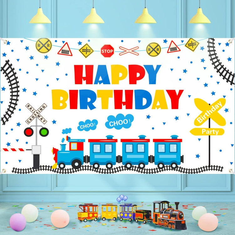 180x180cm Train Cartoon Children Birthday Background Cloth Faber Decoration - Birthday Party by PMC TechLife | Online Shopping South Africa | PMC TechLife | Buy Now Pay Later Mobicred