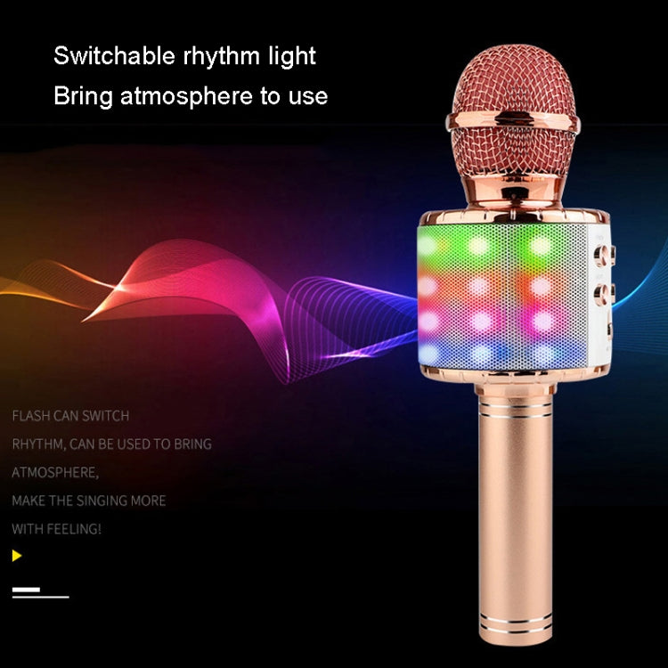 WS-858L LED Light Flashing Wireless Capacitance Microphone Comes With Audio Mobile Phone Bluetoon Live Microphone(Gold) - Microphone by PMC TechLife | Online Shopping South Africa | PMC TechLife | Buy Now Pay Later Mobicred