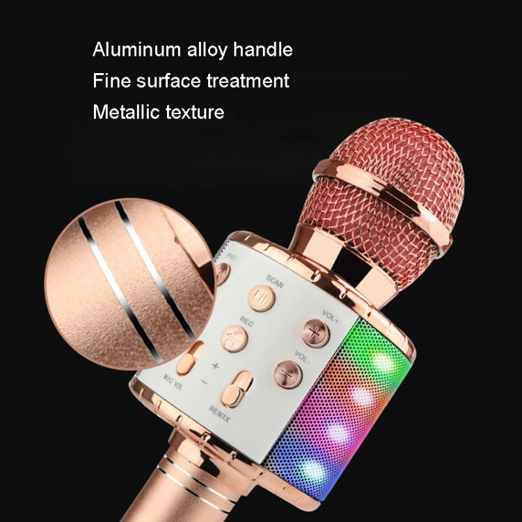 WS-858L LED Light Flashing Wireless Capacitance Microphone Comes With Audio Mobile Phone Bluetoon Live Microphone(Gold) - Microphone by PMC TechLife | Online Shopping South Africa | PMC TechLife | Buy Now Pay Later Mobicred