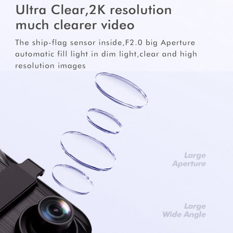 Anytek M12+ 9.66 Inch Large Screen Dual-Record Driving Recorder 2K Touch Screen Parking Video Reversing Image - free shipping - PMC TechLife - Order now!