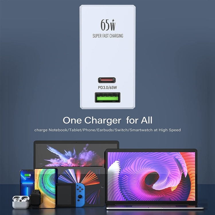 LDNIO A2620C 65W USB+Type-C/USB-C Port Dual Port Universal Phone Tablet Travel Charger(UK Plug+Type-C to 8 Pin) - USB Charger by LDNIO | Online Shopping South Africa | PMC TechLife | Buy Now Pay Later Mobicred