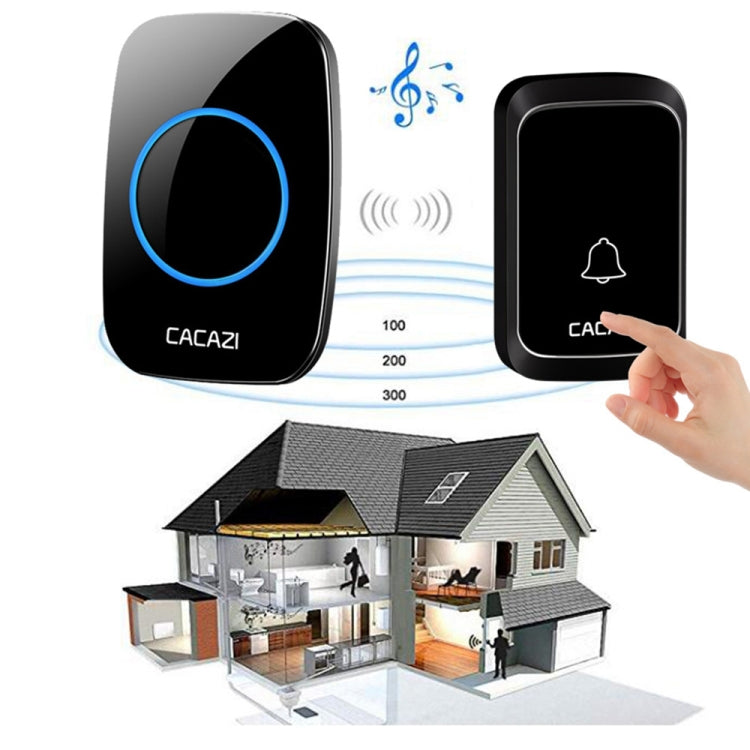 CACAZI A06-DC 1 To 1 Battery Type Smart Home Wireless Waterproof Music Doorbell(Black) - Wireless Doorbell by CACAZI | Online Shopping South Africa | PMC TechLife | Buy Now Pay Later Mobicred
