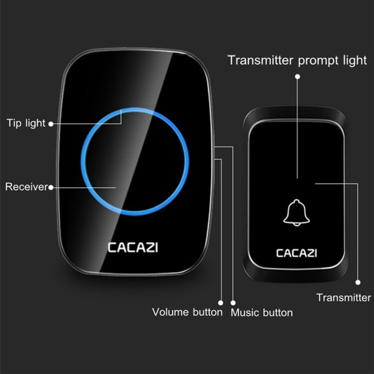 CACAZI A06-DC 1 To 1 Battery Type Smart Home Wireless Waterproof Music Doorbell(Black) - Wireless Doorbell by CACAZI | Online Shopping South Africa | PMC TechLife | Buy Now Pay Later Mobicred