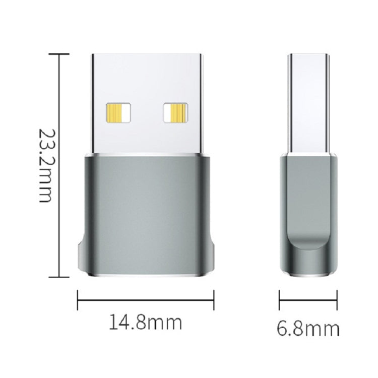 USB 2.0 Male To USB-C / Type-C Female Adapter, Support Charging & Transmission Data(Silver) - free shipping - PMC TechLife - Order now!