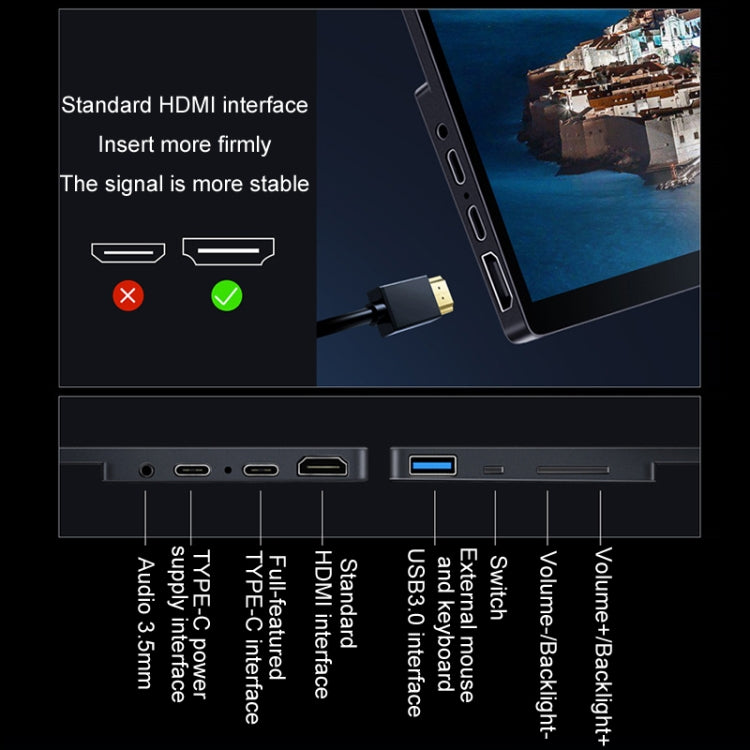 13.3 inch Ordinary Version 4K Portable External Extended Screen Display For Switch/PS5/Mobile Phone/Computer(AU Plug) - LCD Monitors by PMc TechLife | Online Shopping South Africa | PMc TechLife | Buy Now Pay Later Mobicred