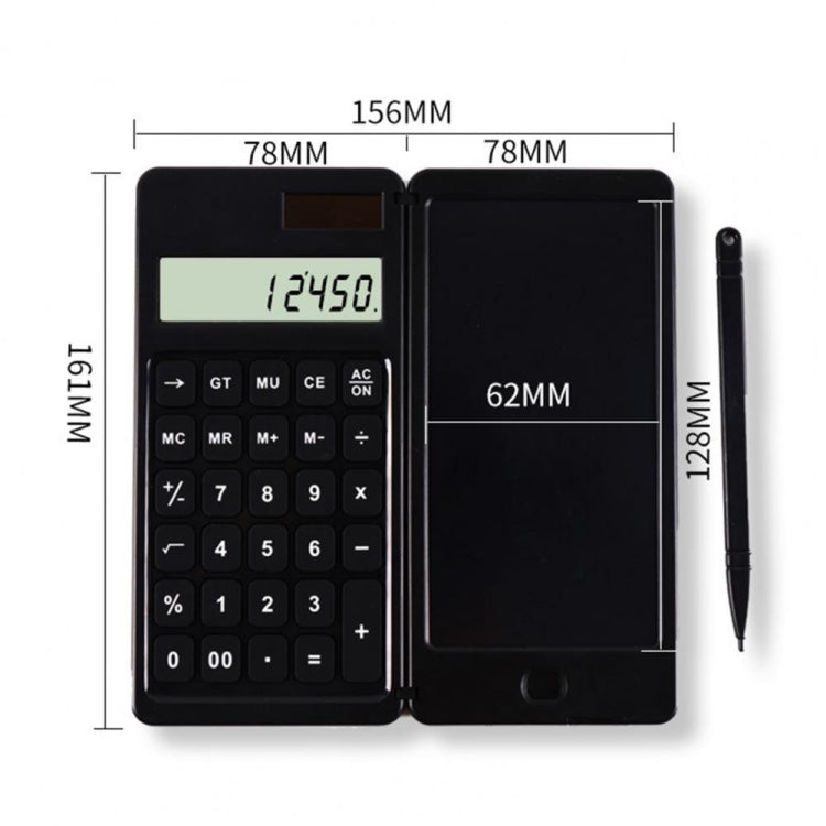 Solar Calculator Handwriting Board Learning Office Portable Folding LCD Writing Board(Black) -  by PMC TechLife | Online Shopping South Africa | PMC TechLife | Buy Now Pay Later Mobicred