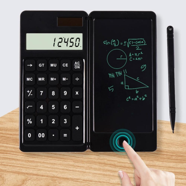 Solar Calculator Handwriting Board Learning Office Portable Folding LCD Writing Board(Black) -  by PMC TechLife | Online Shopping South Africa | PMC TechLife | Buy Now Pay Later Mobicred