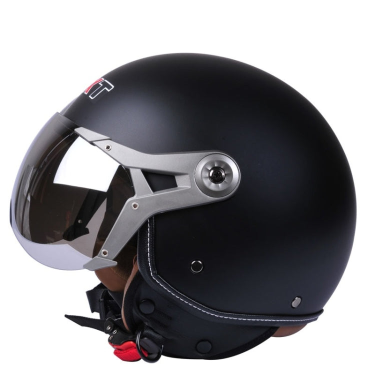 GXT Electric Vehicle Half Cover Helmet Four Seasons Retro Helmet, Size: L(Matte Black) - free shipping - PMC TechLife - Order now!