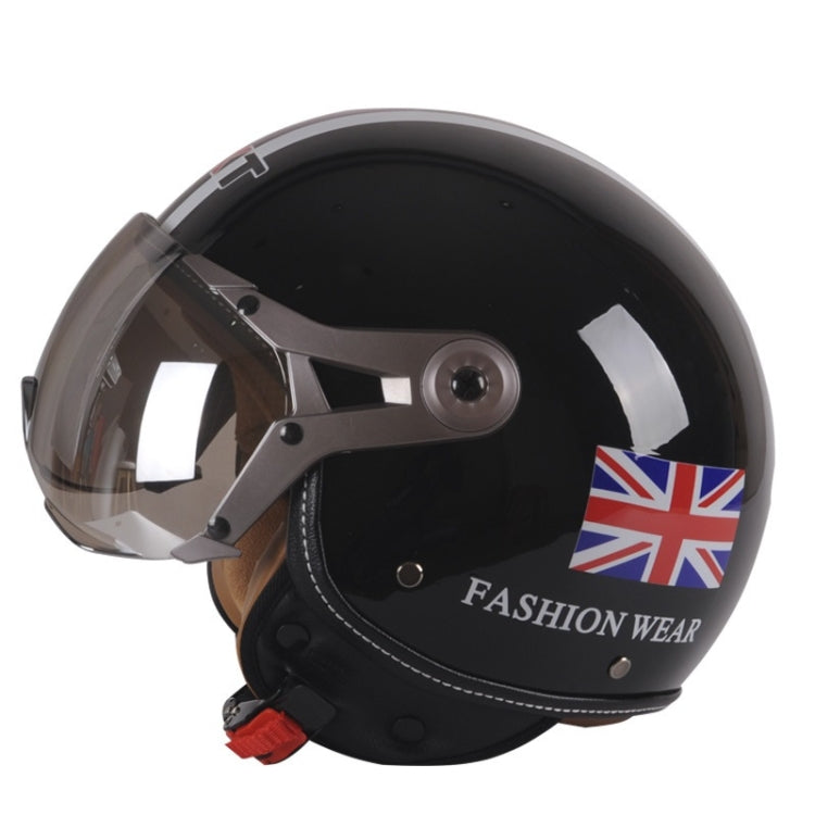 GXT Electric Vehicle Half Cover Helmet Four Seasons Retro Helmet, Size: L(Bright Black Flower) - free shipping - PMC TechLife - Order now!