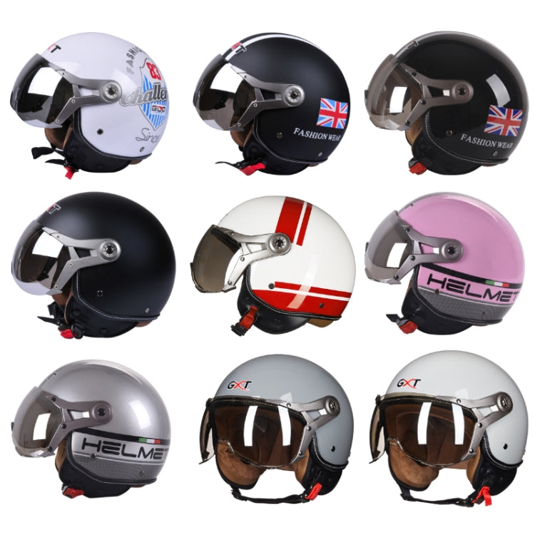 GXT Electric Vehicle Half Cover Helmet Four Seasons Retro Helmet, Size: L(Painted White Red Stripes) - free shipping - PMC TechLife - Order now!