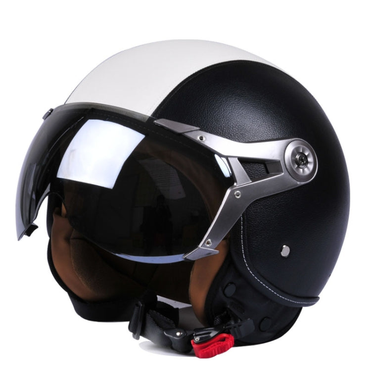 GXT Electric Vehicle Half Cover Four Seasons Retro Helmet, Size: L(Black White) - free shipping - PMC TechLife - Order now!