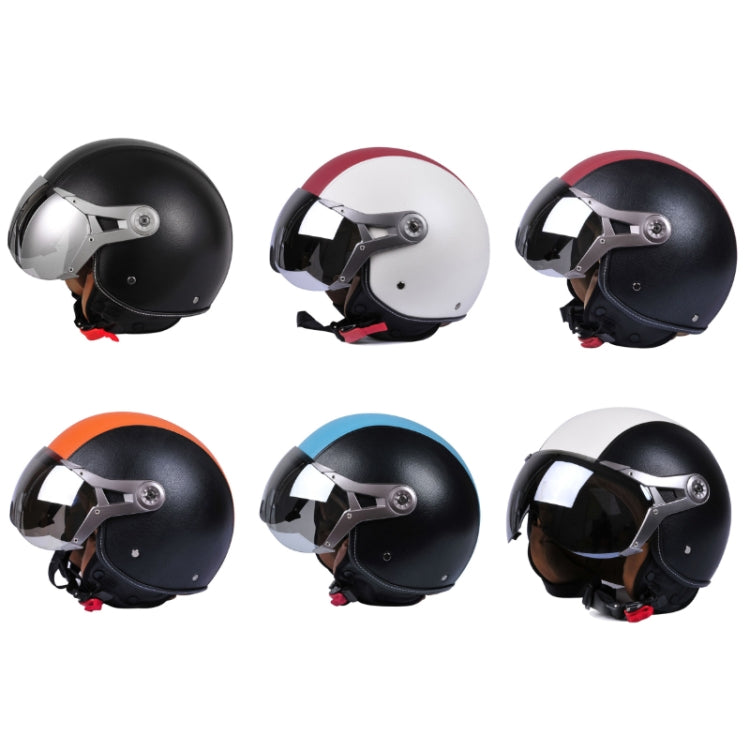 GXT Electric Vehicle Half Cover Four Seasons Retro Helmet, Size: XL(Black Orange) - free shipping - PMC TechLife - Order now!